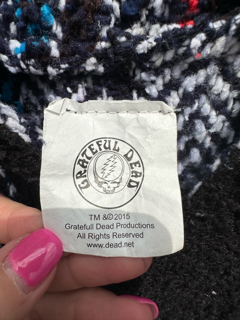 Grateful Dead Baja Hoodie Skull Roses Drug Rug Poncho Sweater Size S Multicolor - Picture 3 of 8